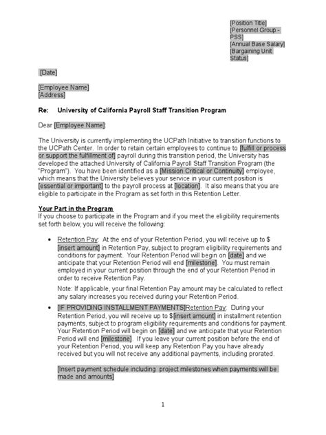 retention letter template professional  support staff docx