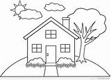 Colouring House Kids Simple Drawing Houses Line Sketch Clip Hill Coloring Pages Drawings Tree Easy Sheets Book Getdrawings Sketches Choose sketch template