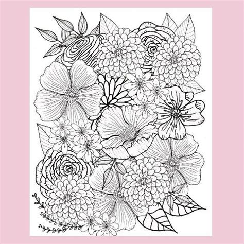 flower coloring page floral coloring page  fourthavepenandink