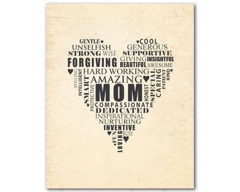 Items Similar To Mom Heart Typography Print Mothers Day Or Valentines