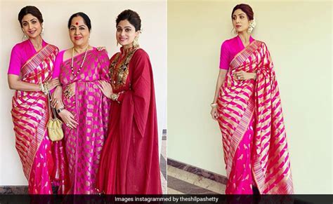 In A Gorgeous Hot Pink Saree Shilpa Shetty Turns On The Ethnic Mode