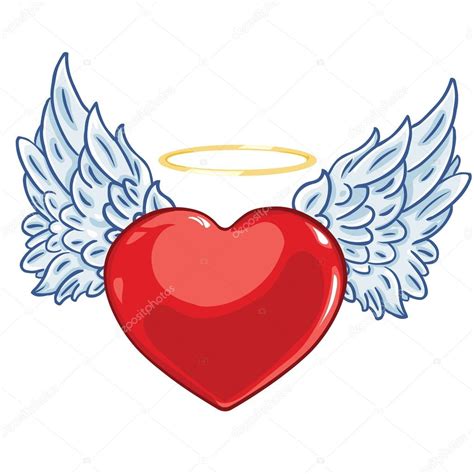 Clipart Heart With Angel Wings Vector Cartoon Heart