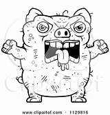 Pig Ugly Clipart Angry Outlined Cartoon Coloring Thoman Cory Vector Mean Royalty sketch template
