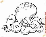 Coloring Octopus Cartoon Book Printable Color sketch template