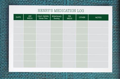 printable custom medication log weekly medication log