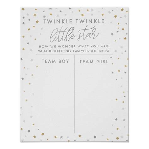 Gender Reveal Guessing Game Twinkle Little Star Poster