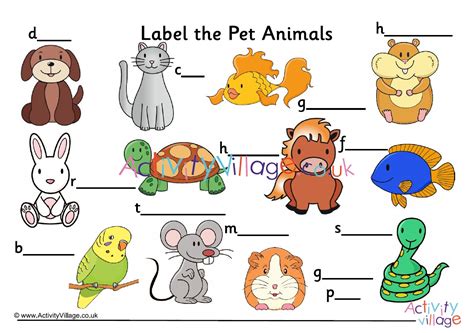 label  pet animals