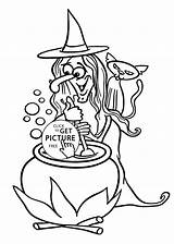 Witch Halloween Coloring Cat Drawing Kids Pages Printable Funny Happy Colouring Drawings Getdrawings Choose Board 4kids sketch template