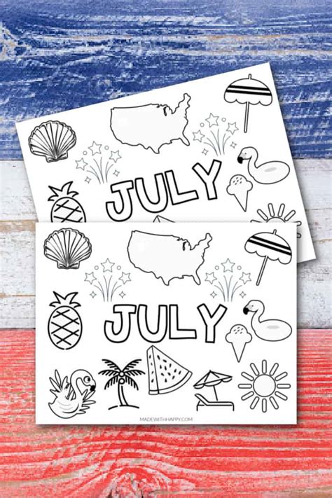 printable july coloring page   happy