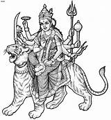 Durga Clipart Maa Hindu Coloring Pages Goddess Devi Cliparts Puja Mata God Dussehra Navratri Colouring Sherawali Festival Painting Paintings Clip sketch template