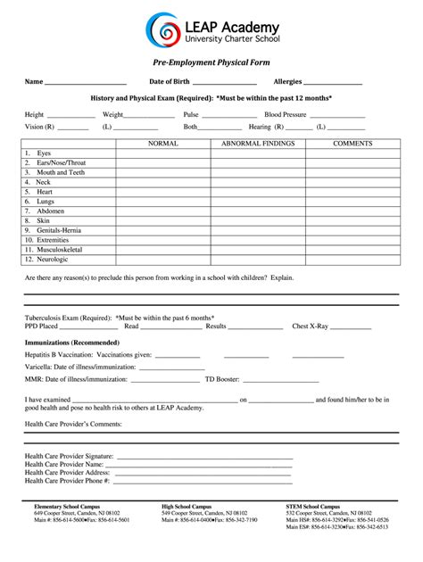 employment physical forms fill  printable fillable blank