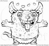 Amorous Pudgy Outlined Gremlin Green Clipart Cartoon Cory Thoman Coloring Vector 2021 sketch template