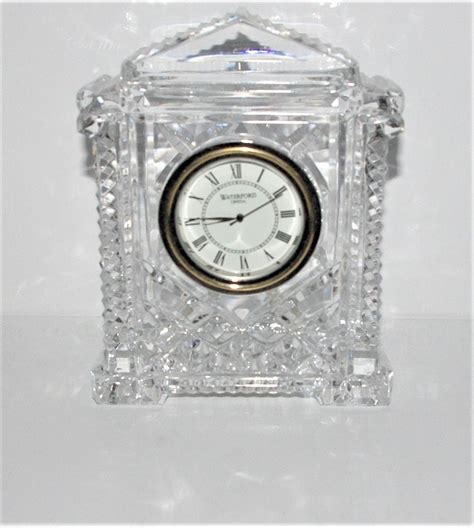 waterford crystal clock  grecian design   battery dhm