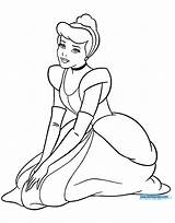 Cinderella Coloring Pages Kneeling Disney Disneyclips Printable Funstuff sketch template