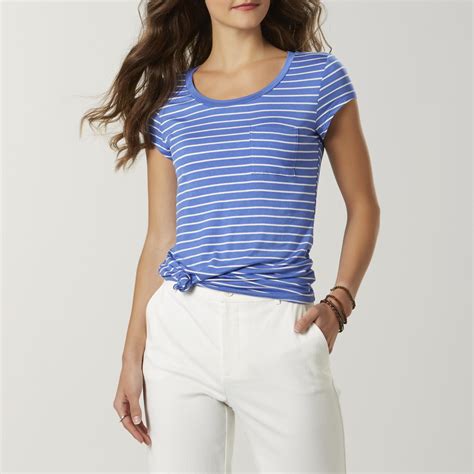 simply styled women s cap sleeve t shirt striped