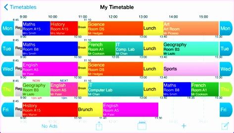 weekly timetable template excel excel templates
