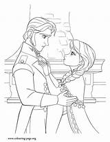 Coloring Frozen Hans Anna Kiss Pages Disney Colouring Her Save Doesn Book Princess sketch template