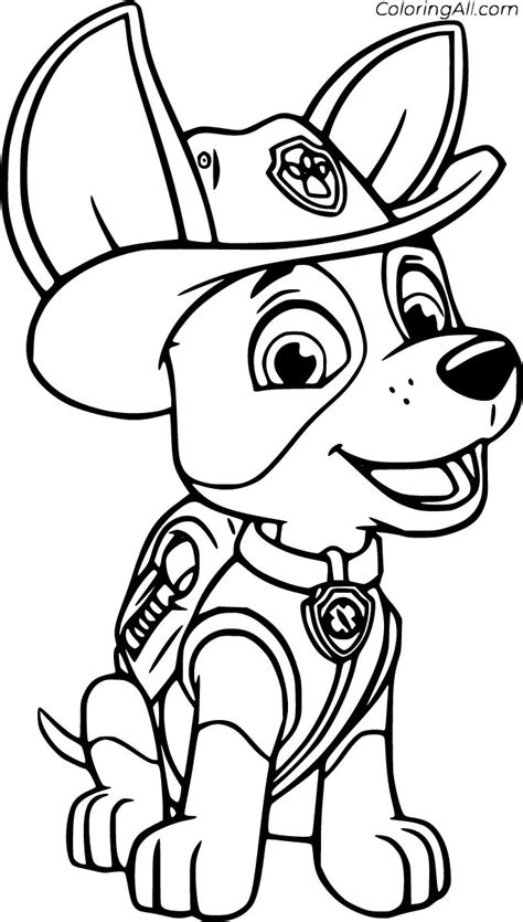 printable tracker paw patrol coloring pages  vector format
