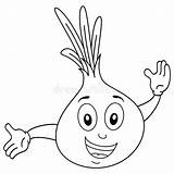 Onion Cartoon Coloring Character Cute Stock Funny Illustration Kids Vector sketch template