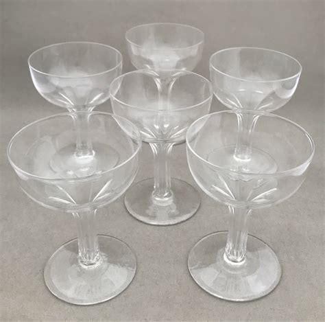 a set of six victorian hollow stem champagne glasses