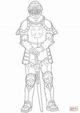Knight Coloring Medieval Pages Drawing Printable sketch template