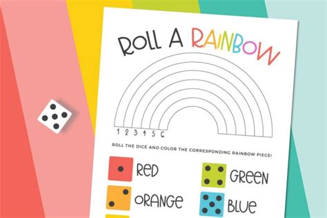 printable roll  rainbow coloring game hey lets  stuff