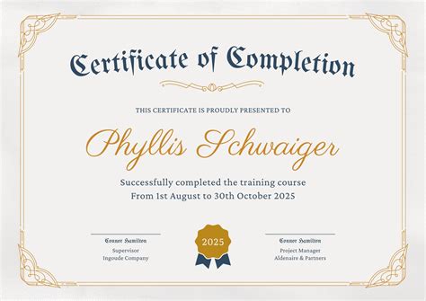 certificate  training completion