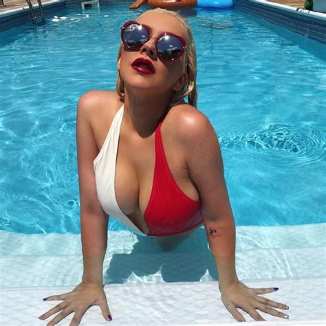 christina aguilera s red white and blue swimsuit july