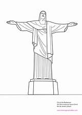 Redeemer Sketch Brazil Christ Template sketch template