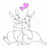 Hares Rabbits Hugging Boo Contour Romance Symbol Lepri Amore Coniglio Conigli Romanticismo sketch template