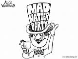 Mad Hatter Tea Party Pages Coloring Wonderland Alice Kids Printable Color sketch template