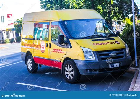 dhl courier post van  rotorua editorial image image  commercial transport