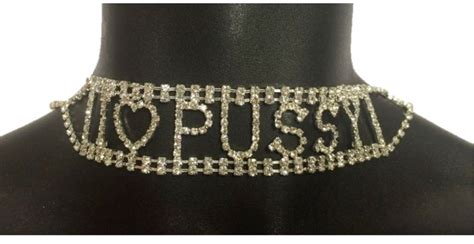 sexy rhinestone i love pussy choker necklace costume accessory jewelry