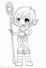 Coloring Elf Anime Pages Chibi Cute Girls sketch template