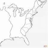 Colonies Map Printable Outline Blank Coloring Thirteen sketch template