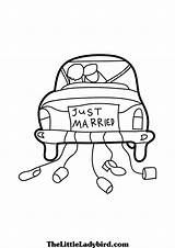 Coloring Bride Groom Wedding Pages Married Just Colouring Car Getcolorings Color sketch template
