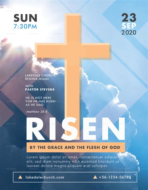 risen church flyer design template  psd word publisher illustrator