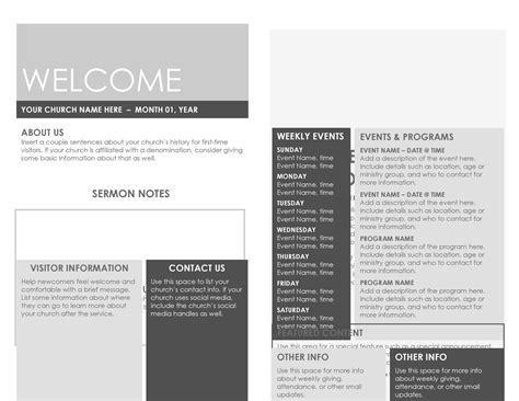 church bulletin templates church programs templatelab