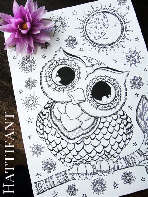 mama  baby owl love coloring page hattifant