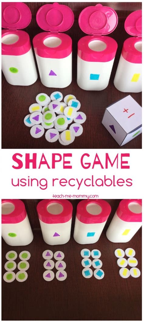 shapes game  recyclables teach  mommy