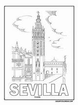 Giralda Andalucia Libraries Flamenco Acuarela Alhambra España sketch template