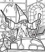 Merlin Potion Wizard sketch template