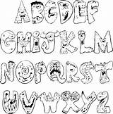 Scary Alphabet Monsters Coloring Pages Lettering Graffiti Alphabets Colorthealphabet Monster Letter Printable Abc Color Visit Styles Choose Doodle Fonts Board sketch template