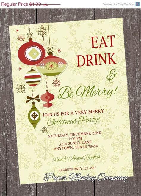 custom printed eat drink   merry holiday christmas etsy