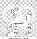 Moose Dunce Lineart Sitting Wearing Hat Chair Illustration Royalty Clipart Cartoon Vector Djart sketch template