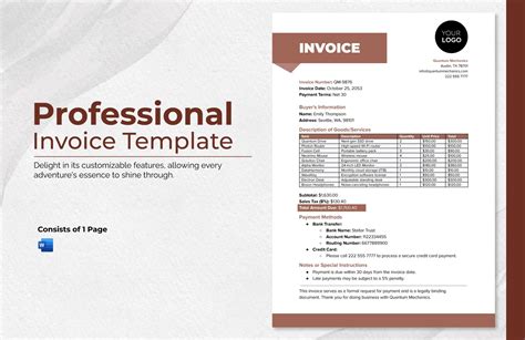 contractor invoice template   word templatenet