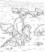 Sheep Coloring Shepherd Pages Farm Clipart Drawing sketch template