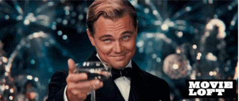 leonardi dicaprio raises glass s find and share on giphy