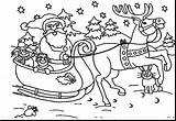 Santa Coloring Christmas Pages Reindeer Sleigh Claus Printable Kids Print Au Snowman sketch template