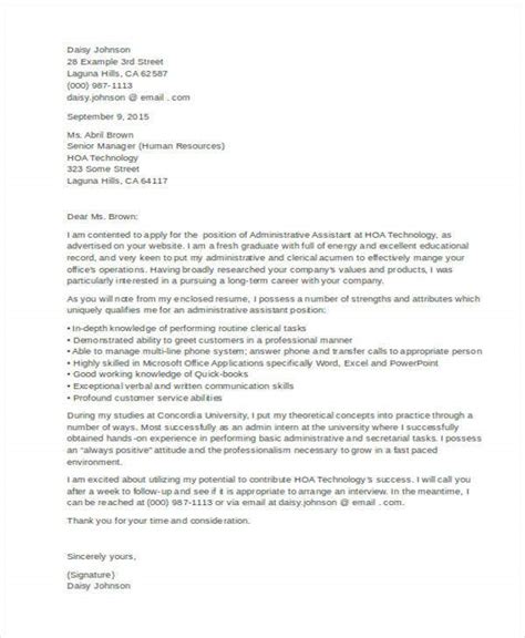 9 administrative assistant cover letter templates free sample